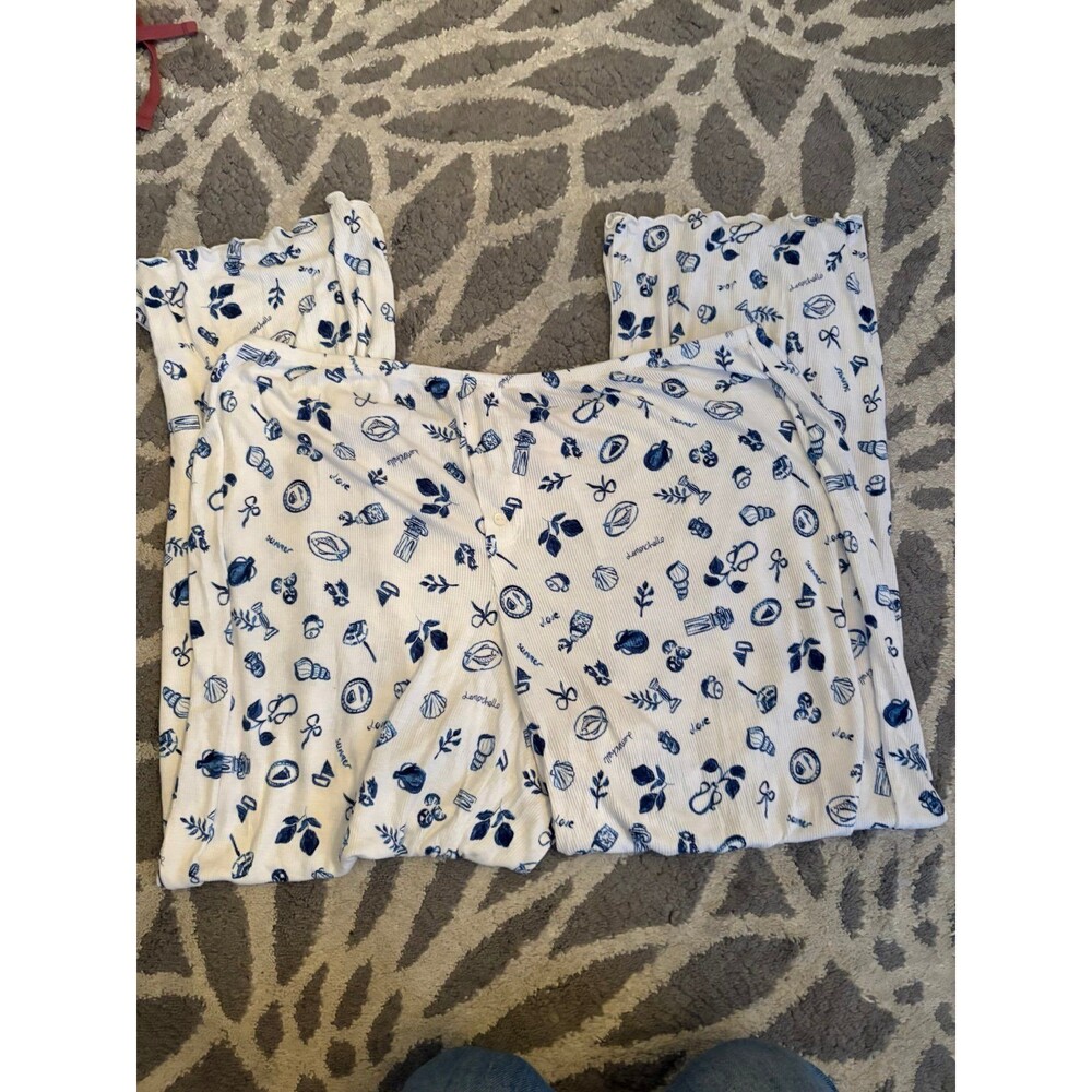 Coastal Cowgirl Italian Summer Colsie Target Ribbed White and Blue Pajama Pants